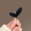 Elegant dark blue rhinestone whale tail brooch gold tone metal pin for women clothing - Mermaid Skirt / Blue