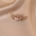 Gold tone angel wings brooch with pink heart rhinestone and 1314 charm pin accessory - Angel Wing / Pink