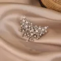 Elegant rhinestone pearl butterfly brooch pin, vintage silver tone clothing accessory coat corsage. - Butterfly Tassel / Gold
