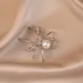 Elegant silver spider brooch with pearl and rhinestones fashion jewelry pin accessory. - Silver Spider / Silver