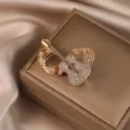 Elegant gold tone rhinestone guitar brooch vintage crystal musical pin for women coat - Guitar / Gold