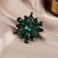 Vintage green crystal flower brooch elegant rhinestone lapel pin exquisite jewelry for women coat - #685 Green Flowers