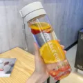 Clear plastic portable water bottle with strap, perfect for outdoor sports and daily hydration. - 600ml / Transparent Gray