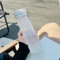 Frosted portable plastic water bottle, minimalist sports cup with strap for students and couples. - Matte Suede Style / 800ml / Light Gray