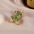 Rhinestone frog brooch pin sparkling green crystal animal lapel accessory fashion jewelry - 650# Green Full Rhinestone Frog