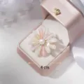 Elegant daisy flower brooch with pearl center in a pink jewelry box, 4cm diameter - Colorful Flower Style (#35)