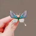 Exquisite butterfly brooch with blue translucent wings and crystal embellishments - Blue Purple Vivid Butterfly Style (#116)