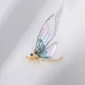 Elegant dragonfly shaped brooch pin with colorful wings and crystal accents for women - Blue Purple Dragonfly Style (#110)