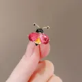 Cute pink crystal bee brooch pin, exquisite metallic insect jewelry for women and girls daily wear. - Red Insect Style