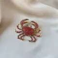 Elegant insect-themed crab brooch in gold finish with vibrant red rhinestones for women - Vintage Red Rhinestone Crab Style (912)