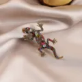 Prachtige vintage strass gecko broche, kleurrijke kristallen hagedis speld voor dameskleding. - 778# gecko broche