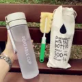 Bouteille d'eau portable en plastique avec brosse de nettoyage pour le sport en plein air et la vie. - Tasse Seule / Couvercle gris mat en PC, 800 ml
