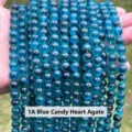 Natural 6mm translucent blue candy heart agate round loose beads for DIY jewelry making - 10mm (Approx 37 Beads) / Blue Candy Heart Agate