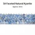 Premium 5A grade natural blue kyanite faceted round beads approx 3mm for DIY jewelry - 3mm Approx 108 Pieces/Strand / 5A Faceted Natural Kyanite