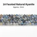 Natural faceted 3mm kyanite round beads for DIY necklace and bracelet jewelry making - 3mm Approx 108 Pieces/Strand / 1A Faceted Natural Kyanite