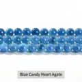 6mm polished blue sugar heart agate round beads for DIY jewelry making - 10mm (Approx 37 Beads) / Blue Candy Heart Agate