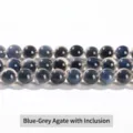 Premium blue-gray natural sugar heart agate round beads 6mm for handmade DIY jewelry - 10mm (Approx 37 Beads) / Blue-Grey Candy Heart Agate