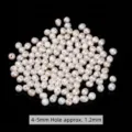 Hoogglanzende natuurlijke 4-5 mm witte zoetwaterparels losse kralen voor DIY sieraden - Groot Gat Ronde Losse Kraal / 4-5mm (Gat 1.2mm) / Wit