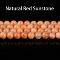 Round natural red amazonite loose gemstone beads for DIY jewelry and bracelet making - 6mm / Natural Red Amazonite