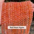 6mm Red sugar heart agate round loose beads for DIY handmade jewelry and bracelets - 8mm (Approx 47 Beads) / Red Sugar Heart Agate