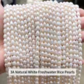 Natuurlijke witte 3A zoetwaterparels in rijstvorm voor DIY sieraden maken hobby - 3A Natuurlijke Witte Rijst Kralen / 5-6mm