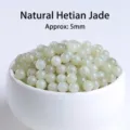 Natural light green Qinghai Hetian jade round loose beads 5mm for DIY jewelry making - 5mm / 10 Pieces/Pack / Light Aqua Green