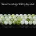 Perle di giada Xiuyu verde latte naturale per la creazione di gioielli e bracciali fai-da-te - Perline rotonde / 6mm (Circa 60 Pezzi)
