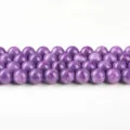 Round imitation Charoite purple loose beads with silk texture for DIY jewelry craft - 6mm / Purple