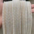 Varios hilos de perlas naturales de agua dulce blancas de 3mm con brillo aurora para DIY - 4-5mm / Perla Redonda Blanca Aurora