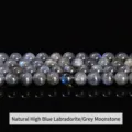 Natural 4mm grey moonstone beads featuring a strong blue flash for DIY jewelry making - Round Beads (JDYGD27) / 6mm (Approx. 60 Pieces/Pack) / Natural Strong Blue Light Grey Moonstone