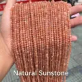 Natürliche facettierte Sonnenstein-Perlen 4mm für die Herstellung von DIY-Schmuck - 4mm (ca. 90 Stk.) / Facettierter Natürlicher Orangefarbener Mondstein