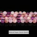 High-quality natural ice-clear Super Seven purple crystal beads for DIY jewelry making - 6mm (Approx 60pcs) / Natural Purple Super Seven Crystal