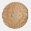 Close-up macro detail of a circular braided jute placemat showing natural fiber texture - 18cm / Original Color