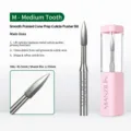 Professional macro detail of a smooth pointed cone tungsten steel nail drill bit for cuticles - Tungsten Nail Drill Bit 01 (Medium Cone)