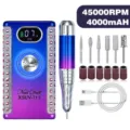 Professional rhinestone nail drill kit with 45000RPM motor and various polishing bits - Gradient Blue Red