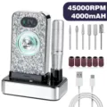 Professional rhinestone electric nail drill machine set with bits and 45000RPM display - Silver Style / Drill With Rhinestones 717 Silver