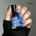 Gros plan sur le vernis à ongles bleu scintillant Misscheering et main manucurée - Bleu Scintillant (05#)