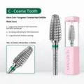 Professional olive corn tungsten carbide nail drill bit with pink case for gel removal - Tungsten Nail Drill Bit 07 (Coarse Corn)