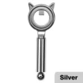 Professional silver cat-ear shaped nail magnet wand tool for magnetic cat eye nail art effects - Cat Ear Ring Magnetic Rod with Ball / Silver