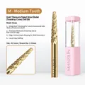 Close-up of gold titanium tungsten steel nail drill bit with medium tooth specifications - Tungsten Nail Drill Bit 13 (Gold Medium Bullet)