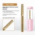 Close-up detail of golden titanium plated nail drill bit showing fine tooth texture - Tungsten Nail Drill Bit 15 (Gold Fine Cylinder)