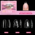 Set 240 punte per unghie in soft gel con motivi 3D a scaglie e conchiglie, mandorla. - 240 Pezzi / 3D Texture Cangiante 01