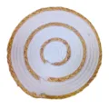 Round woven placemat made of natural straw and white cotton rope for dining table pad. - 18cm / White