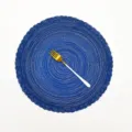 Nordic round braided cotton placemat blue tableware dining table mat kitchen decor. - 35cm / Blue