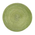Mantel individual redondo tejido de estilo nórdico con diseño de espiral verde y blanco - Verde