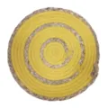 Round braided woven placemat made of natural grass and yellow cotton thread heat resistant table mat. - 18cm / Yellow