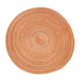 Mantel individual redondo de algodón tejido naranja y blanco con diseño de espiral - Naranja