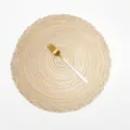 Round braided cotton yarn placemat Nordic style tableware pad for kitchen and dining table - 35cm / Beige