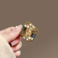 Vintage rhinestone pearl brooch elegant crystal lapel pin for women retro fashion jewelry - Retro Argyle