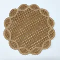 Tovaglietta rotonda intrecciata in paglia di carta boho decorazione da parete per la casa - Intreccio di erba di papavero / Diametro 38cm